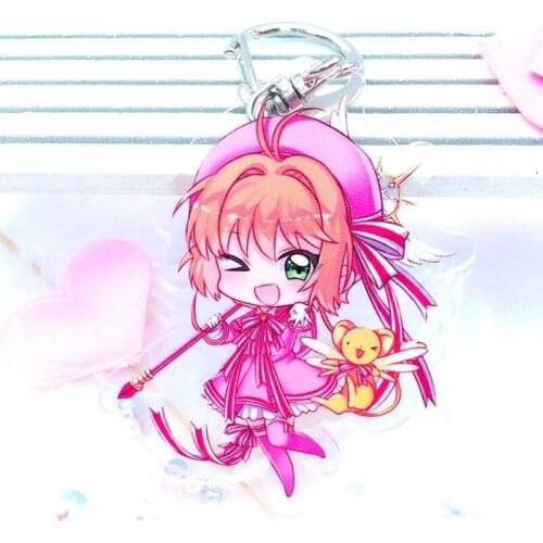 4 Pcs/lot Anime Card Captor Model Doll Keychain Sakura Figure Toy Acrylic Cardcaptor Keyring Pendant Toys