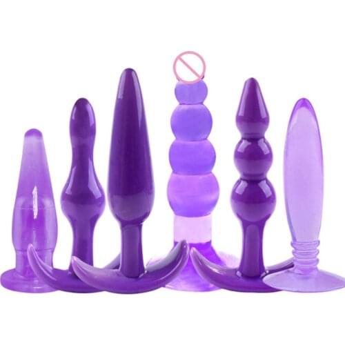 6Pcs/Set Medical Silicone Dildo Probe Plug Butt Pluck Insert Massager for Beginner Kit Couples Sex Toys