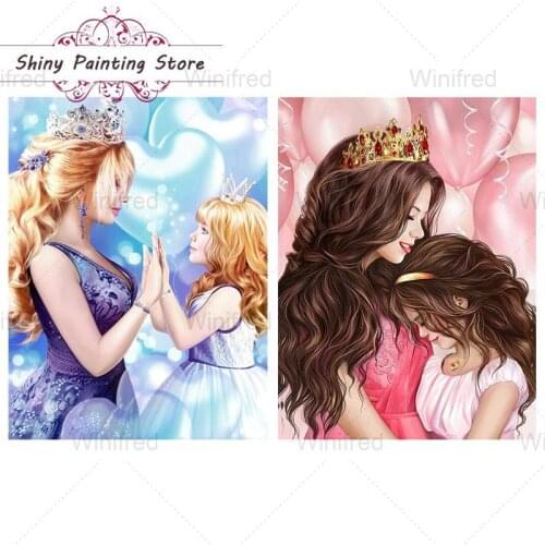 5D DIY Diamond Painting Princess Mother and Girl Handicraft Diamond Embroidery Cross Stitch Cartoon Portrait GirlRoom Decor Gift
