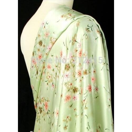 Free shipping 100% mulberry silk fabric nature pure charmuse silk print fabric for dress bedding scraf two colors #LS0785