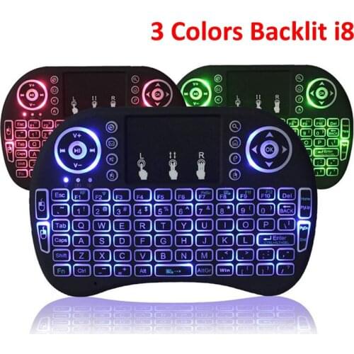 I8 Mini Wireless Keyboard 3 Colors Backlit with Touchpad Control 2.4GHz English Russian Air Mouse For Android TV Tablet Laptop