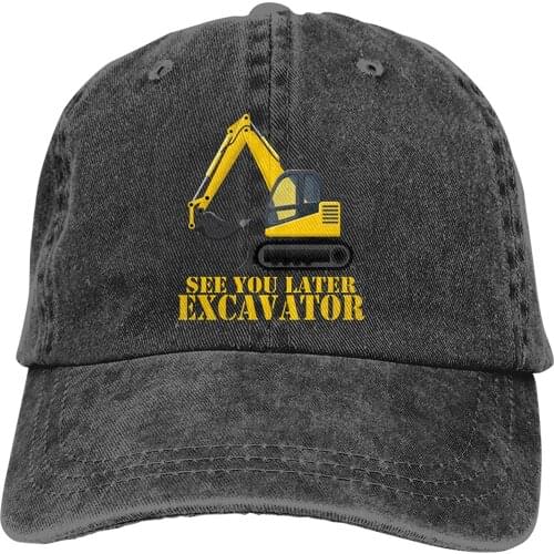 Personality Fun Carton Excavator Baseball Cap, Unisex Adult Vintage Washed Denim Adjustable Baseball Cap Dad Hat