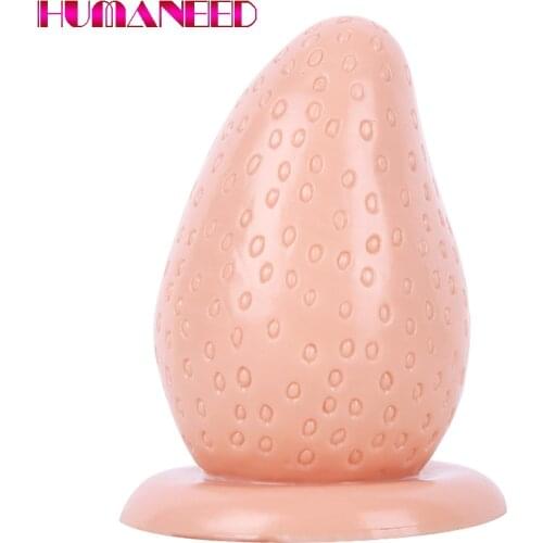 Big Anal Plug with Suction Cup Strawberry Butt Plug Massage Huge Thick 13*7cm Anus Stuffed Stopper Sex Toys for Adult Lesbian