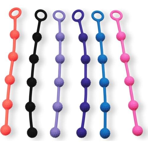 Candiway Anal Beads Chain G-spot anal balls Bead Chain 28cm Butt Plug, silicone anus sex toy for couples lover sexy games