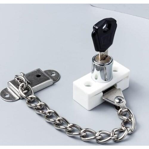 Zinc Alloy Window Chain Lock Guard Door Safety Security Chain Lock with Key for Flat Open Windows Anti Theft Home Hardware