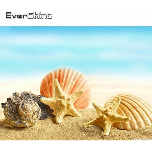 Evershine Diamond Painting Seaside Beads Diamond Embroidery Shell Starfish Diamond Mosaic Cross Stitch Kit Full Square Drill Art