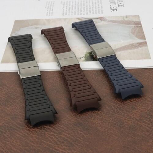 Brand watchband soft silicone rubber PU belt for Porsche strap design blue black brown Gray Watch Band 6620