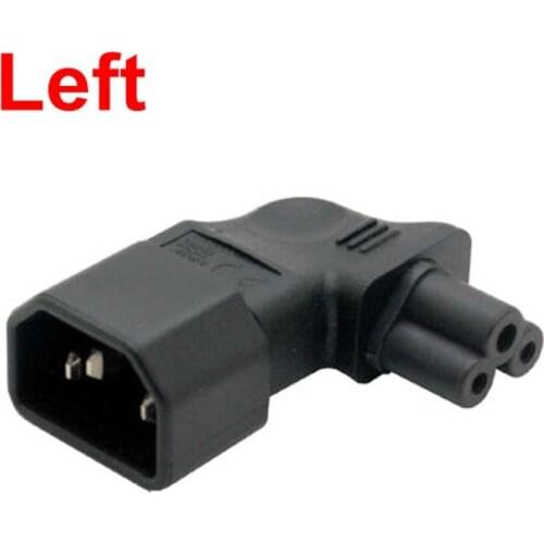 IEC 320 90 Degree 3 Poles Male Socket C14 to Cloverleaf Plug C5 Straight / Right / Left Angled Extension Power Adapter