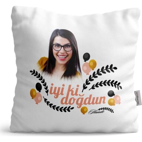 Personalized happy birthday Design White Satin Pillow-1