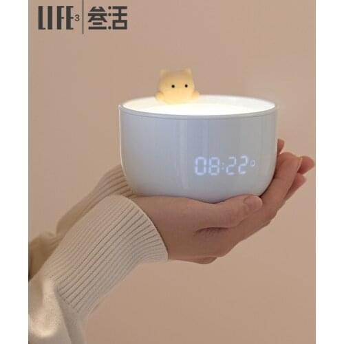 【INS Cat Alarm Clock + Night Light】2021 New Cute Kids' Bedroom Cute LED Bedside Lamp