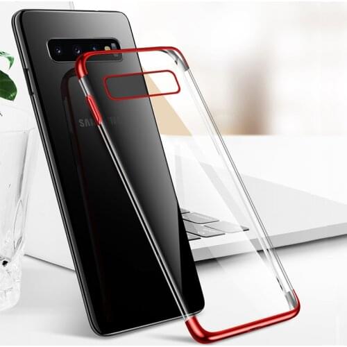 ITEUU TPU Clear Electroplating Phone Case for Samsung Galaxy S10 Plus S10E Cases Soft Transparent Back Cover Shell Luxury
