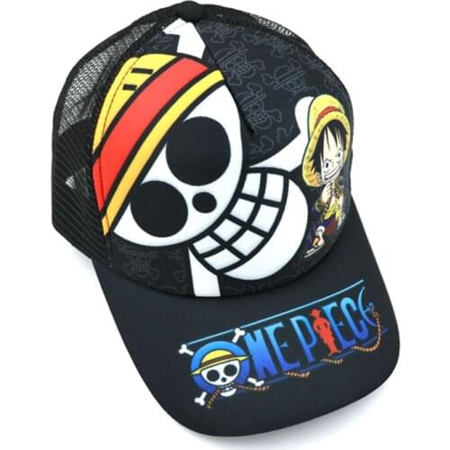 Anime One Piece Skull Sun Cap Casual Adjustable Kesshoban Monkey D Luffy Summer Mesh Hat for Men Women