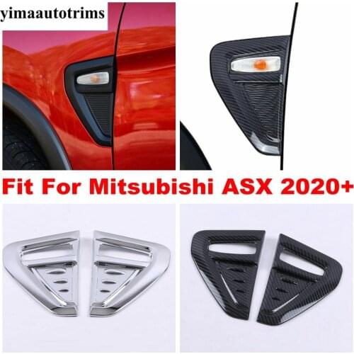 Car Body AC Air Flow Vent Fender Cover Trim For Mitsubishi ASX 2020 2021 ABS Chrome / Carbon Fiber Look Exterior Refit Kit