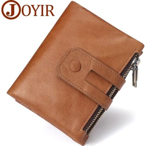 JOYIR Genuine Leather Wallet Male Coin Purse Men Walet Small Zipper&Hasp Male Portomonee Brand Perse Carteira For Rfid New
