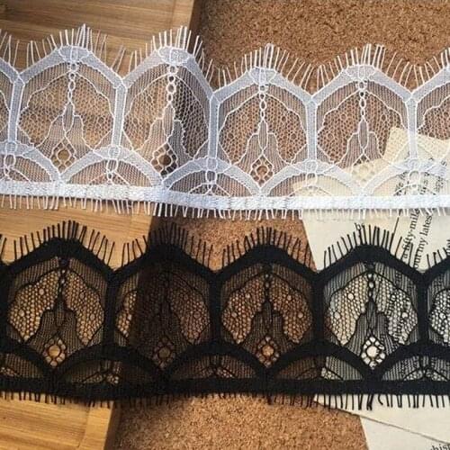 3 Meter 6.5cm Wide Eyelash chantilly Lace Trim Fabric Flower DIY Crafts Wedding Dress Clothing Lngeire lace material Handmade