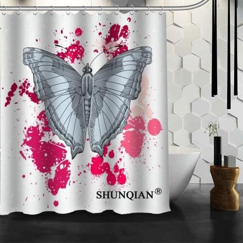 Best Nice Custom Spring Butterfly Flower Shower Curtain Bath Curtain Waterproof Fabric Bathroom Curtain MORE SIZE A6.1-49