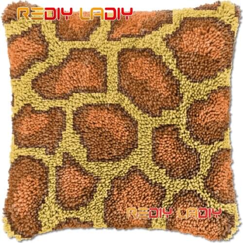 Latch Hook Cushion Tiger Stripes DIY Needlepoint Kits Chunky Acrylic Yarn Arts Crocheting Lofty Pillow Case Hobby & Crafts