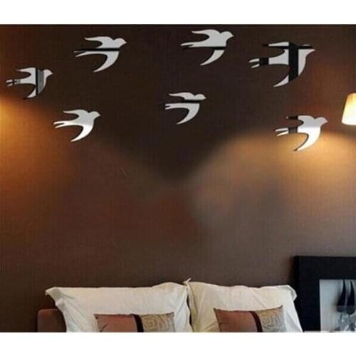 New swallow wall mirror sticker , 3D acrylic bird wall mirror sticker ,Artist mirror sticker,9pcs per set