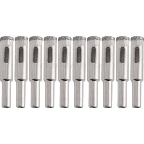 New 10Pcs 5mm 6mm 8mm 10mm 12mm Diamond Coated Core Drill Bits Hole Saw Glass Tile Ceramic Marble Drop Shipping