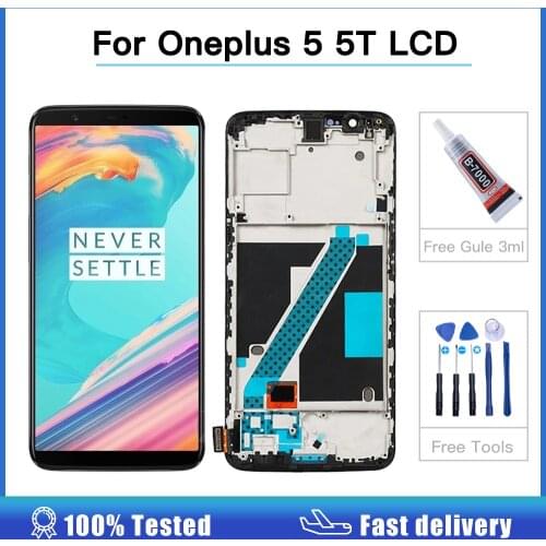 OLED tft LCD For Oneplus 5T A5010 5 A5000 LCD Display + Touch Screen Digitizer Assembly for One Plus 5 T Display with frame