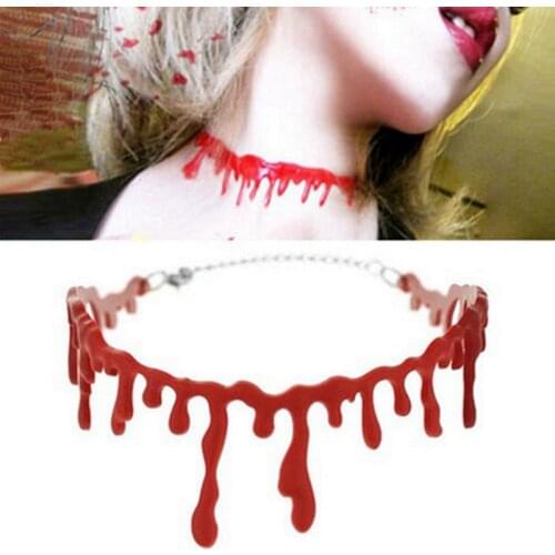Halloween adjustment chain Necklace Blood Choker Women High Quality Chokers Red Necklace Halloween decration Neck Bloody Collar
