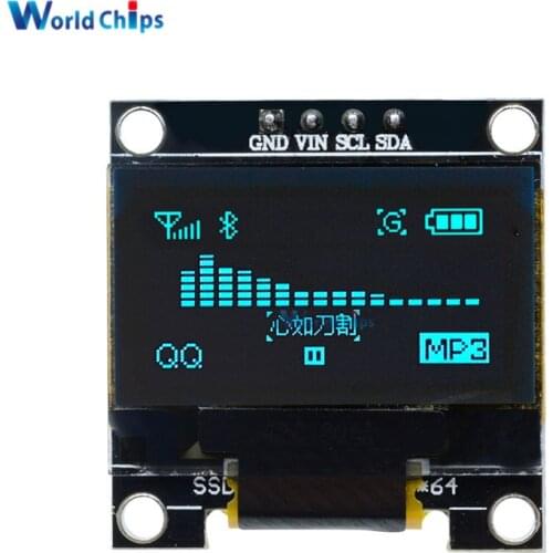 Blue Color 0.96 Inch 12864 128*64 OLED LCD Display Module Controller Driver Board SSD1306 For Arduino 0.96" IIC I2C Communicate