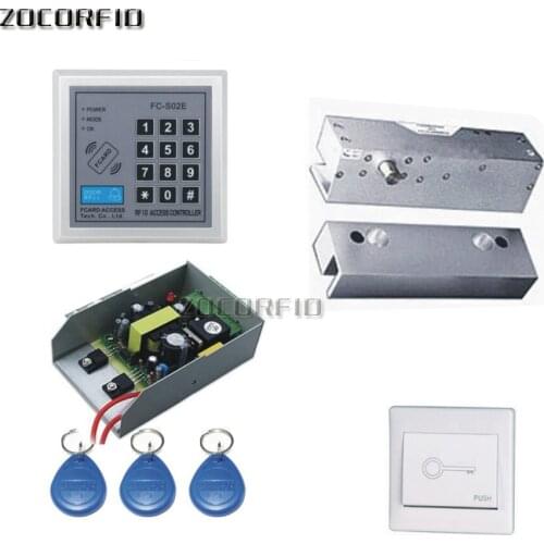 DIY Glass door 125KHZ RFID keypad door access control system kit /electric lock +power supply+ switch+10pcs key cards
