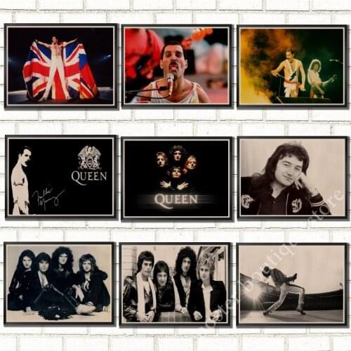 Queen Band Music Kraft Paper Poster Freddie Mercury,Brian May Vintage High Quality Drawing core Decorative Painting Wall Sticker