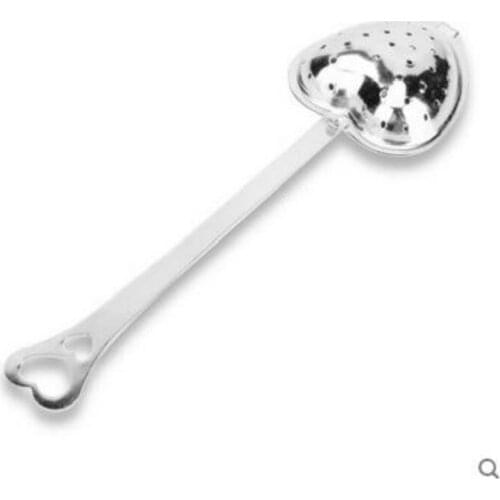 Heart Shape Stainless Steel Flat Handle Tea Strainers Mesh Ball Tea Ball Seasoning Packet Tea Infusers 4 Pc/lot