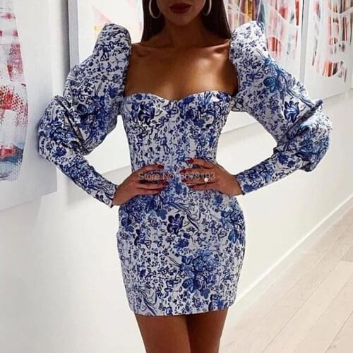 93016 Blue and white china fashion sweetheart full-sleeves mermaid above-knee sex cocktail dresses/formal gowns free shipping