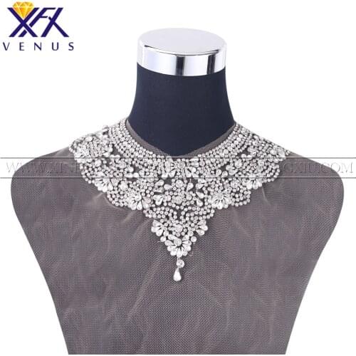 XFX VENUS Wholesale 10 Piece Fashion handmade rhinestone applique trim for bridal wedding cloth decor DIY crystal appliques