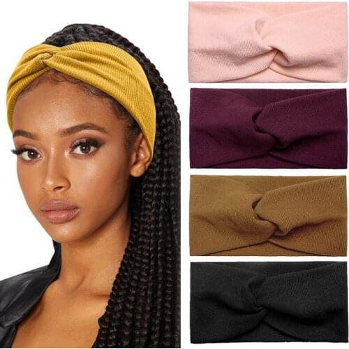 Women Headband Cross Top Knot Elastic Hair Band Soft Solid Color Girls Makeup Hairband Hair Accessories Twisted Knotted Headwrap