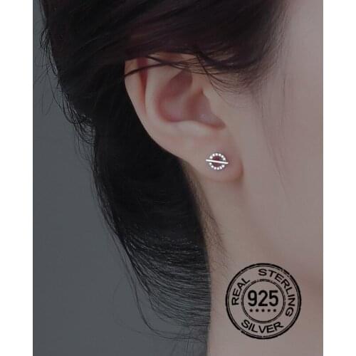 S925 Silver Earrings For Women Gold Zircon Round Asymmetric Geometric Fashion Retro Design Lady Engagement Gifts Jewelry INEFFA