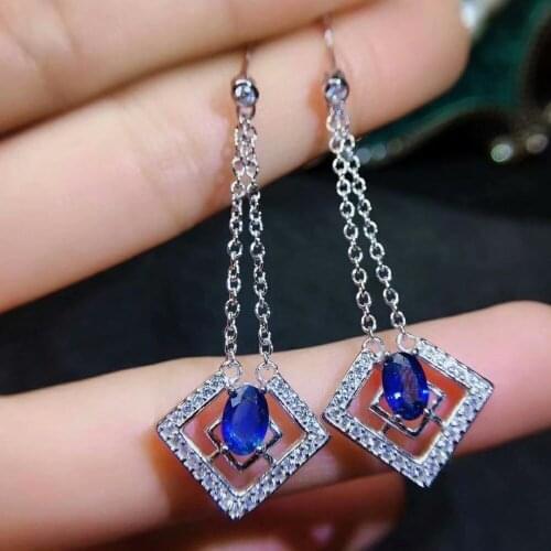 Shilovem 925 silver sterling natural Natural sapphire stud earrings fine Jewelry party trendy new plant jce040608agl