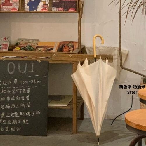 Women Long Handle Umbrella Windproof Vintage Pongee Umbrella Gentle Color Hanging Paraguas Grande Household Merchandises EF50UB