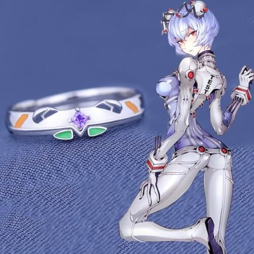 Anime EVA Ayanami Rei 925 Sterling Silver Ring For Cosplay Jewelry Accessory Women Adjustable Finger Rings Birthday Xmas Gift