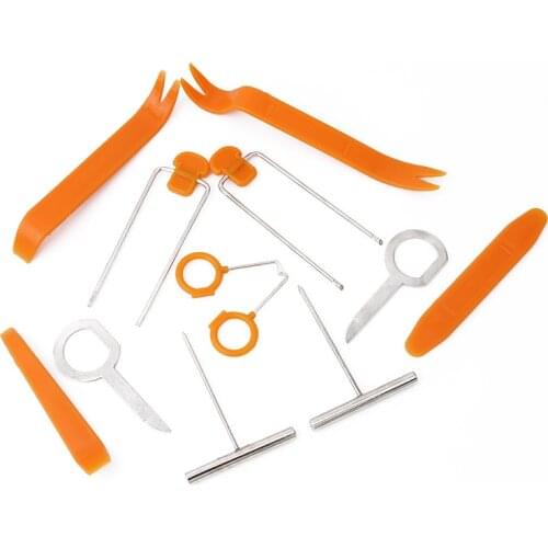 12pcs/set Car Radio Door Clip Panel Trim Dash Audio Removal Open Installer Pry Tool For Auto Vehicle