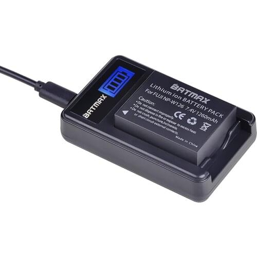 1X 1260mAH NP-W126 NP W126 Battery + USB LCD Charger for Fuji HS50 HS35 HS33 HS30EXR XA1 XE1 X-Pro1 XM1 X-T10 camera