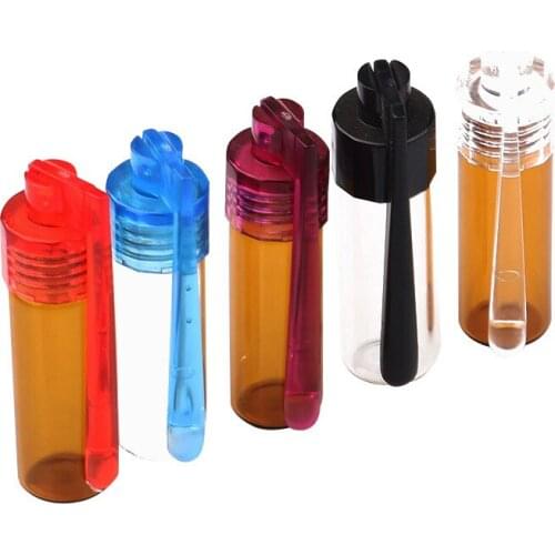 2pcs Dia 15mm Mini Glass Pill Bottle Snuff Sniffer Bottle Portable Drug Storage Device Random Colorful Plastic Cover