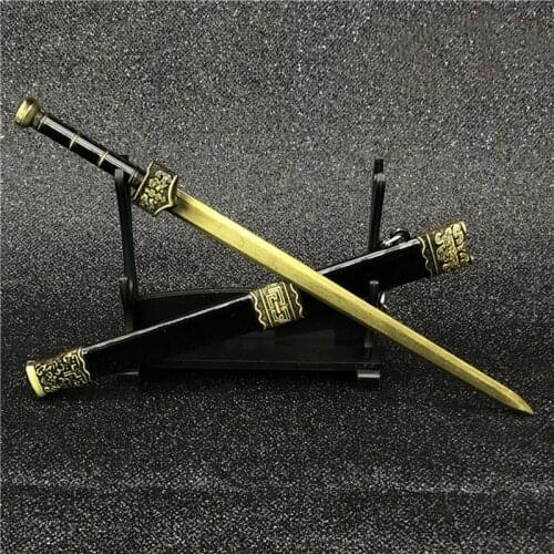 22cm Ancient Emperor Qin Shihuang Chinese Kongfu Weapon Keychains Anime Sao Sword Model Toys Ninja Keychain Collection for Gift