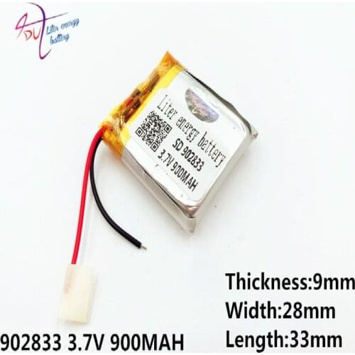 3.7V,900mAH 902833 (polymer lithium ion / Li-ion battery ) Liter energy for Smart watch,GPS,mp3,mp4,cell phone,speaker