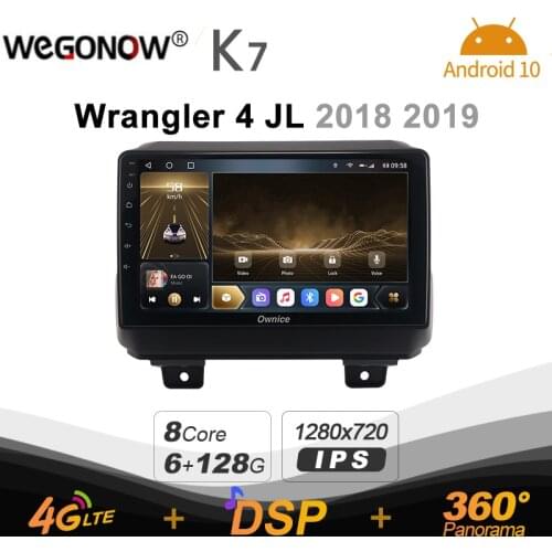 Ownice K7 6G+128G Car Radio for Jeep Wrangler 4 JL 2018 2019 android 10.0 support Interior Atmosphere Lamp 360 4G LTE 1280*720