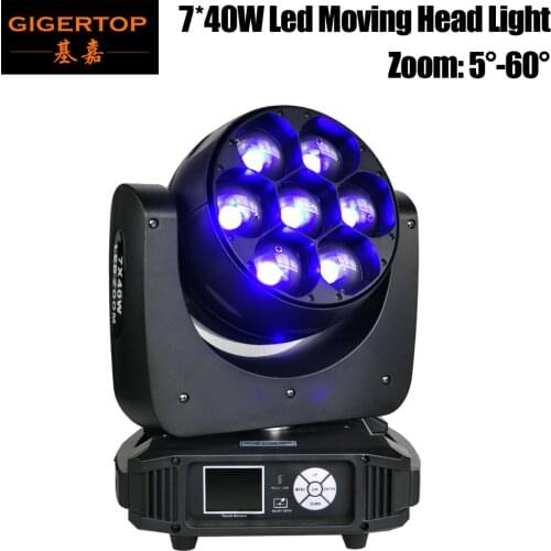 Freeshipping TP-L740 7x40W New Zoom Led Moving Head Light Mini Bee Eyes Disco DJ Led Lighting DMX 12/17 Channel 320W High Power