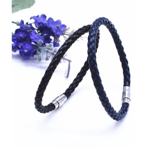 Wholesale Hand-woven 5mm Leather Rope Bracelet Men Magnet Buckle Wristband 2018 Simple Personality Fashion Snap Jewelry Pulseras