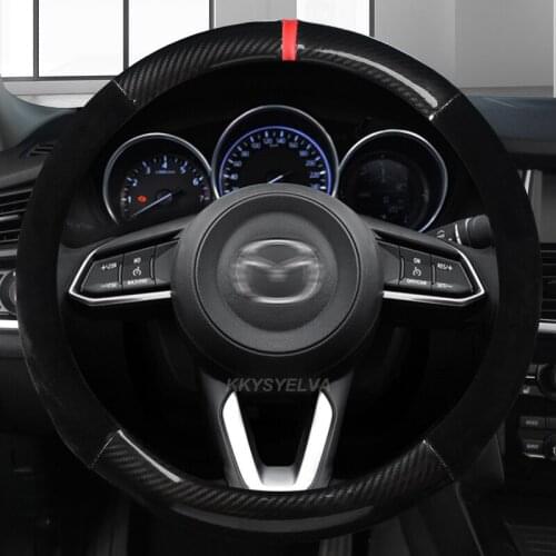 Carbon Fiber Leather 38CM Car Steering Wheel Cover Case for Mazda 2 3 Mazda 6 Axela Atenza CX-3 CX-5 CX5 CX-7 CX-9 Accessories