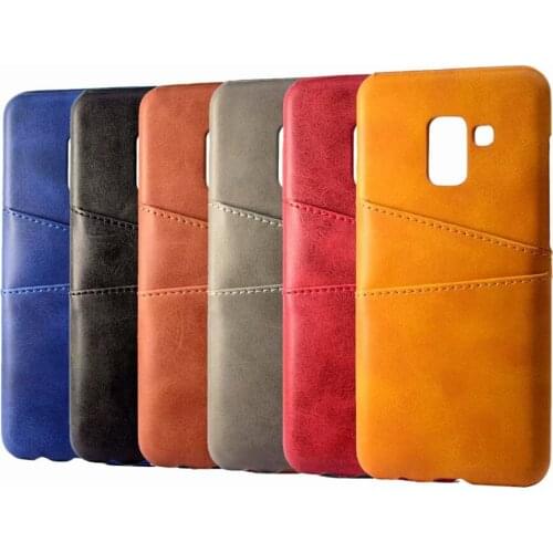 Card Slot Shockproof Leather Back Cover for Samsung Galaxy A5 A6 A7 Retro Wallet PU Mobile Phone Holster for Samsung A6 A8 Plus