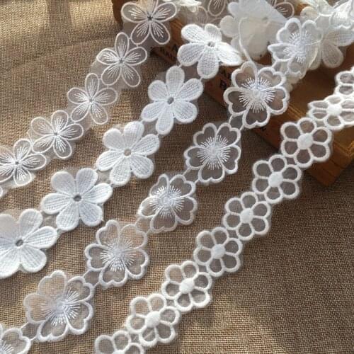 10 Yards Organza Flower Trim Embroidery Floral Lace Trim for Dolls Dress DIY Crafts Dress Hem Bridal Supply Women Hats