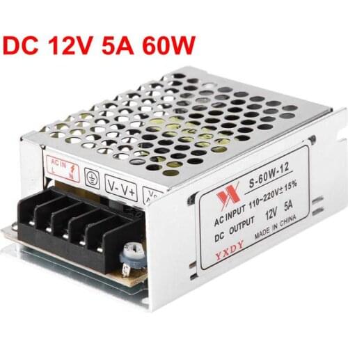 DC 12V 5A 60W Lighting Transformer LED Driver Power Adapter Switch for LED Strip Light Switch Power Supply Lighting Transformer