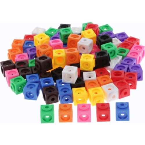 100x Early Education Cubes Linking Connecting Blocks Puzzles for Kids Building