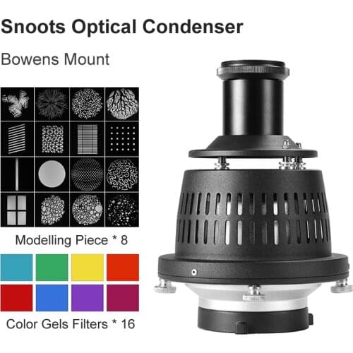 Photography Bowens Focalize Conical Snoot Optical Condenser Art Special Effects Shaped Beam Light + Shape & Color Gel Filters